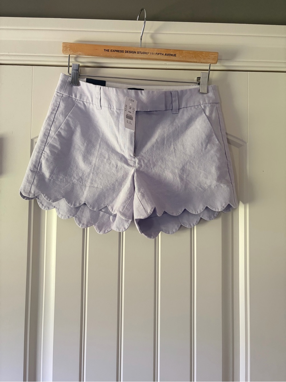 J. Crew Lavender Scallop Hem Cotton Shorts